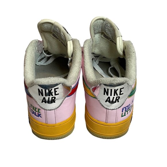 Nike Air Force 1 Low “Feel Free Let’s Talk” Multi-Colored Sneakers Pink Men’s 8 - Picture 8 of 14
